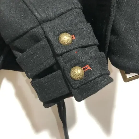 Free People Manteau Cecelia Peacoat Button Front Buckle Detail Black M $348 - Picture 9 of 16